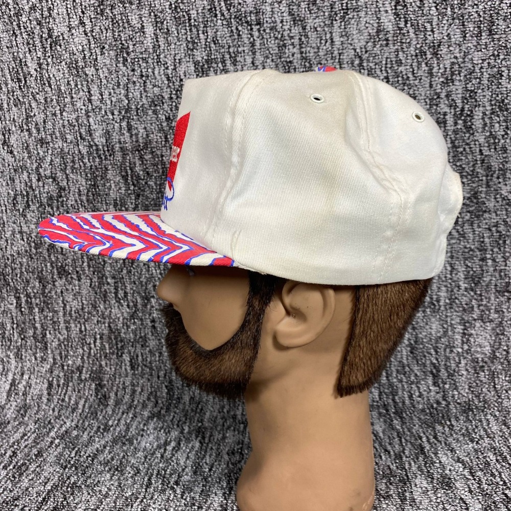 Vtg 90s Bill Elliott Budweiser Racing Hat Snapback Zebra Stripe Wavy Bill Usa View 3